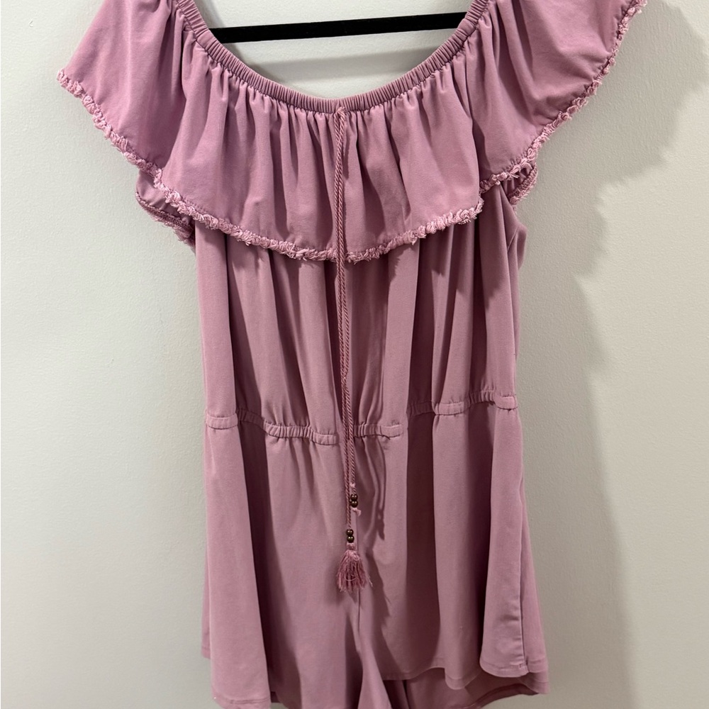 Derek Heart Pink Off-Shoulder Pajama Romper